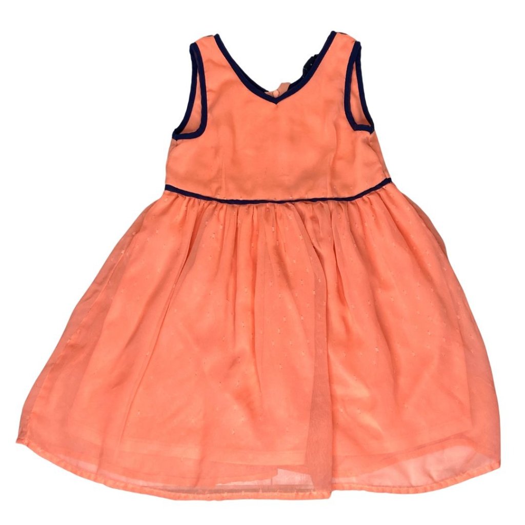 Tommy Hilfiger Peach Orange Embroidered Layered Mesh Sleeveless Dress Girls 4
